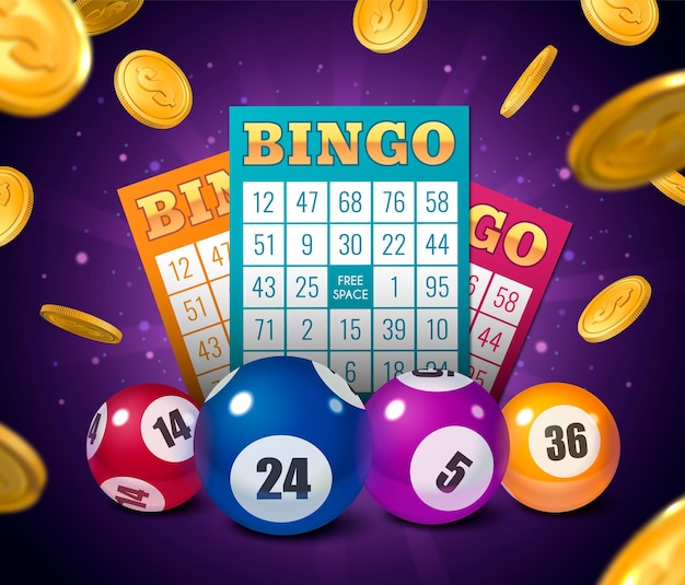 bingo-game-realistic-poster-with-lottery-tickets-colorful-balls-background-with-falling-coins-vector-illustration_1284-83629